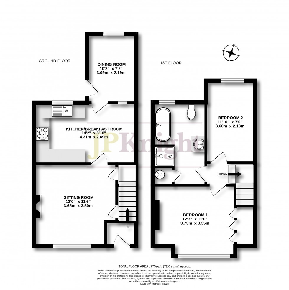 Floorplan for Grove Cottages, Brightwell Upperton
